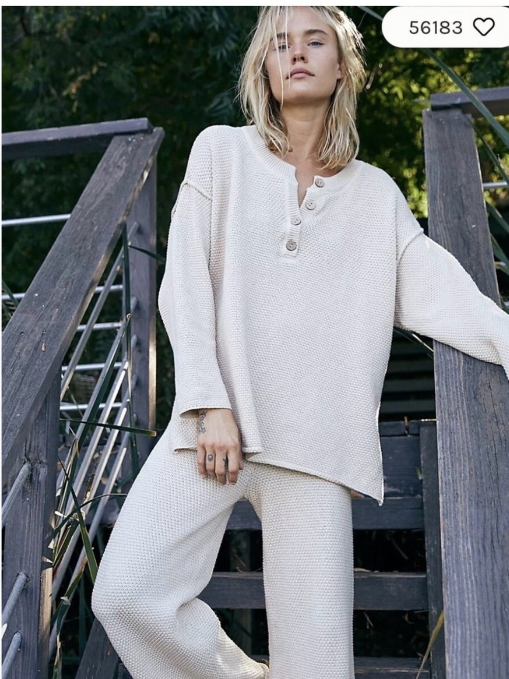 Free People Hailee Knit Sweater Set in Light Gray - Picture 4 of 4